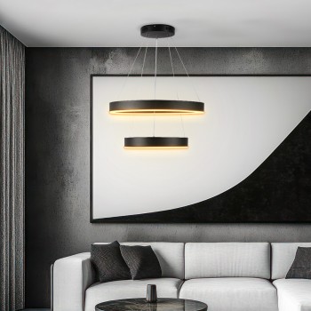 kelvo® VENOM KLV-101-0196 Κρεμαστό Φωτιστικό Οροφής LED 75W 7500lm 120° AC 220-240V IP20 Ρυθμιζόμενο Λευκό CCT με Χειριστήριο από 2700K έως 6000K Dimmable - Lumileds SMD Chip - Μαύρο Ματ - Μ60 x Π60 x Υ40cm - 3 Χρόνια Εγγύηση