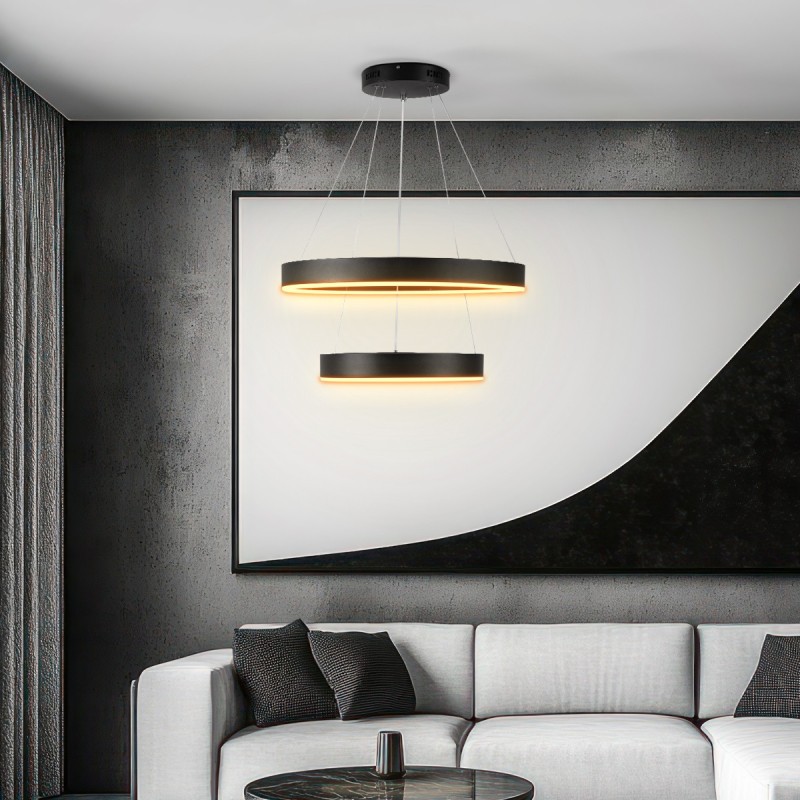 kelvo® VENOM KLV-101-0196 Κρεμαστό Φωτιστικό Οροφής LED 75W 7500lm 120° AC 220-240V IP20 Ρυθμιζόμενο Λευκό CCT με Χειριστήριο από 2700K έως 6000K Dimmable - Lumileds SMD Chip - Μαύρο Ματ - Μ60 x Π60 x Υ40cm - 3 Χρόνια Εγγύηση