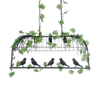 GLOBOSTAR® NEST 01646 Vintage Κρεμαστό Φωτιστικό Οροφής με Ντουί 3 x E27 AC 220-240V IP20 - Μαύρο & Πράσινο - Μ86 x Π38 x Y37cm