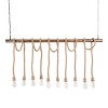 GloboStar® RAILROAD 01380 Vintage Κρεμαστό Φωτιστικό Ράγα Πολύφωτο 10 x E27 IP20 Χάλκινο Μέταλλο με Μπεζ Σχοινί - Μ150 x Π4 x Y62.5cm