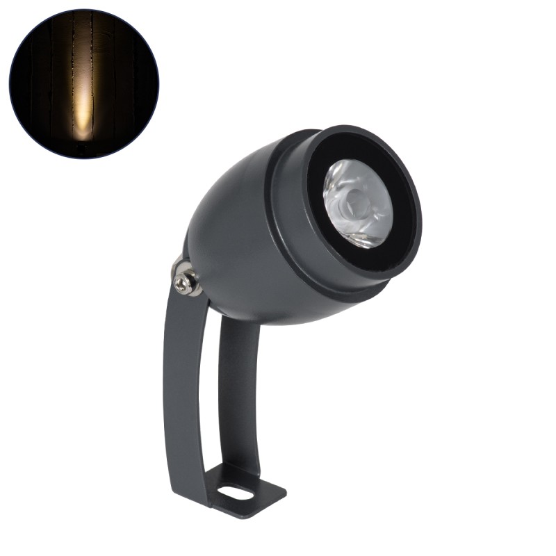 GLOBOSTAR® TREELIGHT-TREEGAL 90461 Σποτ Φωτισμού για Φυτά - Δέντρα με Βάση Μπετού & Κορμού LED 3W 330lm 15° DC 24V Αδιάβροχο IP65 Θερμό Λευκό 2700K Dimmable - Γκρι Ανθρακί - Μ5 x Π5 x Υ14.7cm - 3 Χρόνια Εγγύηση