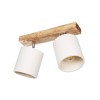 GloboStar® CUP 203-0056 Vintage Φωτιστικό Οροφής Ράγα Δίφωτο 2 x E27 IP20 Μπεζ Ξύλο με Λευκό Ύφασμα - Μ42 x Π14 x Υ26cm