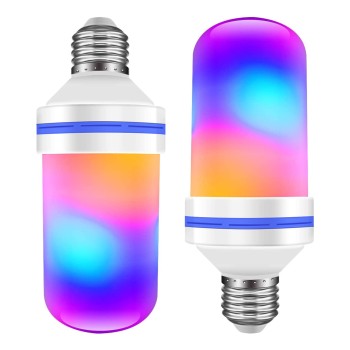 GLOBOSTAR® TUBULAR 76076 Λάμπα E27 LED 9W 350lm 260° AC 220-240V IP20 Πολύχρωμο RGB με 4 Λειτουργίες Εφέ Φλόγας & Αναστροφή - Λευκό Γαλακτερό - Μ6 x Π6 x Υ15cm - 2 Χρόνια Εγγύηση