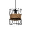 GloboStar® ORB 201-0096 Vintage Κρεμαστό Φωτιστικό Πλέγμα Μονόφωτο 1 x E27 IP20 Μαύρο Μέταλλο με Μπεζ Σχοινί - Μ28 x Π28 x Υ80cm