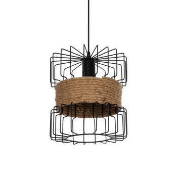 GLOBOSTAR® ORB 201-0096 Vintage Κρεμαστό Φωτιστικό Οροφής με Ντουί 1 x E27 AC 220-240V IP20 - Μαύρο & Μπεζ - Μ27 x Π27 x Υ31cm