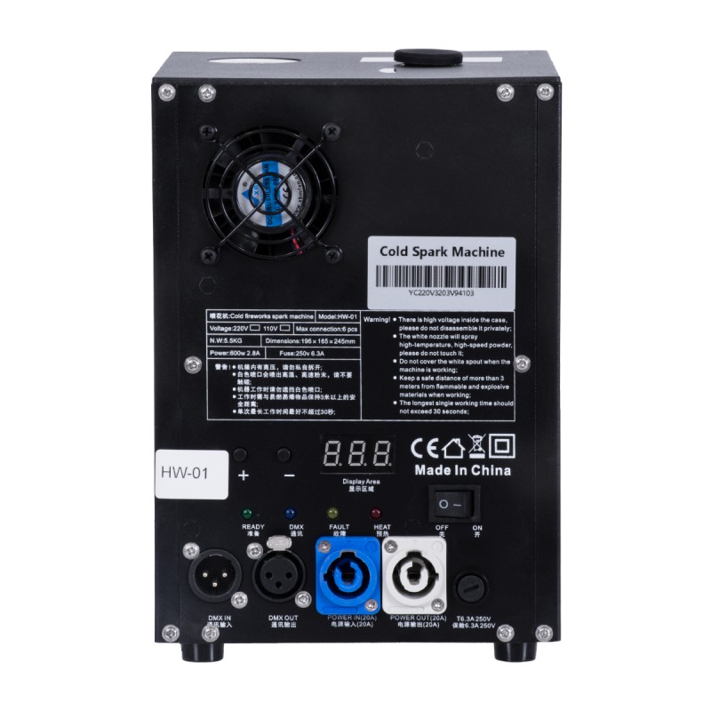 GLOBOSTAR® SPARKLE 51148 Stage Μηχανή Δαπέδου Άκαυστων Σπινθήρων Εφέ Συντριβανιού 600W AC 220-240V IP20 DMX512 Protocol & RF Ασύρματο Χειριστήριο - Μ18 x Π16.5 x Υ24cm - 1 Χρόνο Εγγύηση