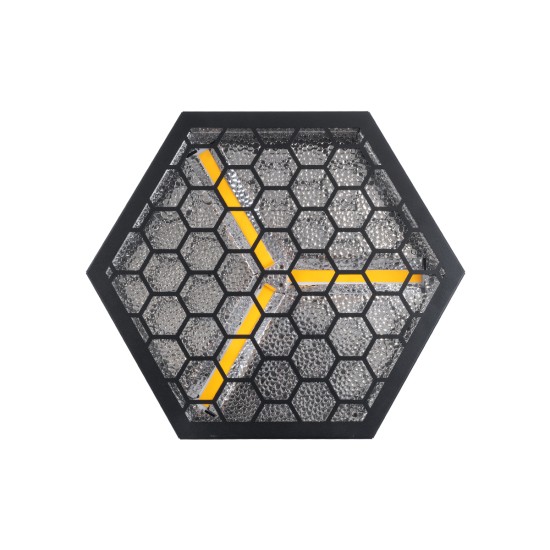GloboStar® 51201 HALO HEXA Επαγγελματικό Φωτιστικό Ειδικών Εφέ DIGITAL MATRIX PIXEL & Blinder - 3 x 80W LED COB Chips Ultra Gold Warm White 2200K & 30 x 0.5W LED SMD5050 Chips RGB - AC 220V-240V DMX512 Display on Body - Μαύρο - Μ38 x Π38 x Υ22cm -