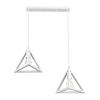GLOBOSTAR® TRIANGLE 00612 Μοντέρνο Κρεμαστό Φωτιστικό Οροφής με Ντουί 2 x E27 AC 220-240V IP20 - Λευκό - Μ60 x Π22 x Y130cm
