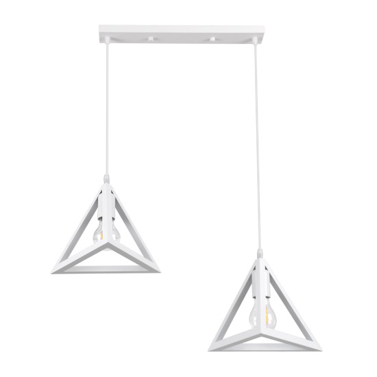 GloboStar® TRIANGLE 00612 Μοντέρνο Κρεμαστό Φωτιστικό Ράγα Δίφωτο 2 x E27 IP20 Λευκό Μέταλλο - Μ60 x Π22 x Y130cm GloboStar® TRIANGLE 00612 Μοντέρνο Κρεμαστό Φωτιστικό Ράγα Δίφωτο 2 x E27 IP20 Λευκό Μέταλλο - Μ60 x Π22 x Y130cm