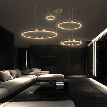 kelvo® VENOM KLV-101-0204 Κρεμαστό Φωτιστικό Οροφής LED 150W 15000lm 120° AC 220-240V IP20 Ρυθμιζόμενο Λευκό CCT με Χειριστήριο από 2700K έως 6000K Dimmable - Lumileds SMD Chip - Χρυσό Πλατίνα - Μ150 x Π90 x Υ60cm - 3 Χρόνια Εγγύηση