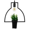 GloboStar® FLOWERPOT 10001209 Μοντέρνο Κρεμαστό Φωτιστικό Ανάρτηση Μονόφωτο 1 x E27 IP20 Μαύρο Μέταλλο με Πράσινο Πλαστικό - Μ34 x Π34 x Y34cm