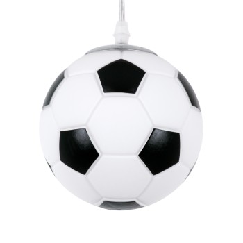 GLOBOSTAR® FOOTBALL 00643 Παιδικό Κρεμαστό Φωτιστικό Οροφής με Ντουί 1 x E27 AC 220-240V IP20 - Λευκό & Μαύρο - Μ15 x Π15 x Y18cm