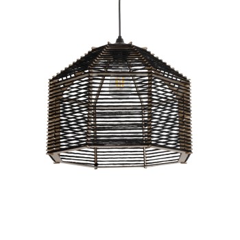 GLOBOSTAR® VORK 205-0027 Boho Κρεμαστό Φωτιστικό Οροφής με Ντουί 1 x E27 AC 220-240V IP20 - Μαύρο - M40 x Π40 x Υ36cm