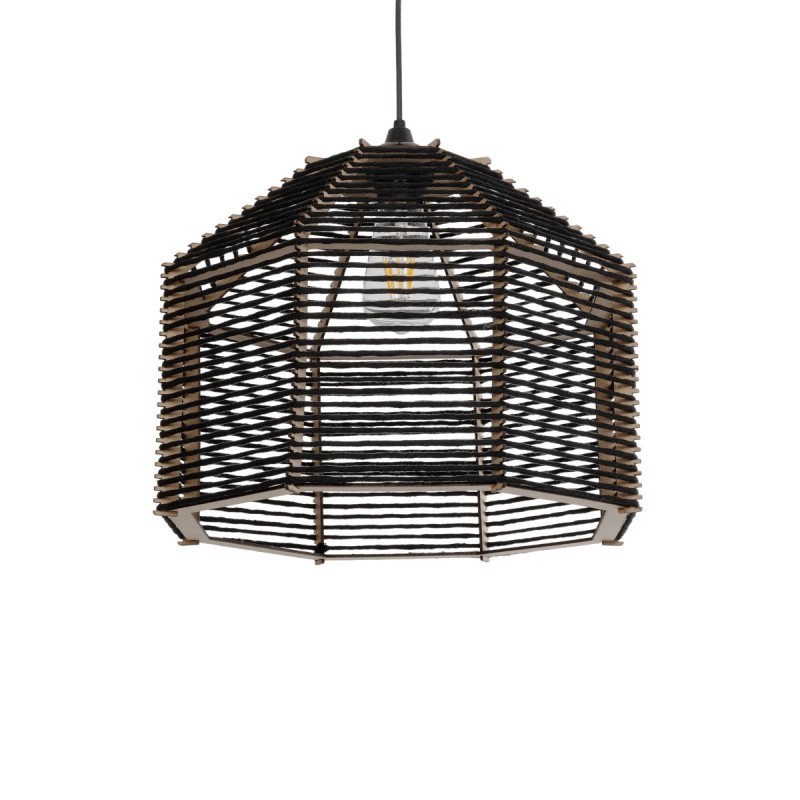 GLOBOSTAR® VORK 205-0027 Boho Κρεμαστό Φωτιστικό Οροφής με Ντουί 1 x E27 AC 220-240V IP20 - Μαύρο - M40 x Π40 x Υ36cm