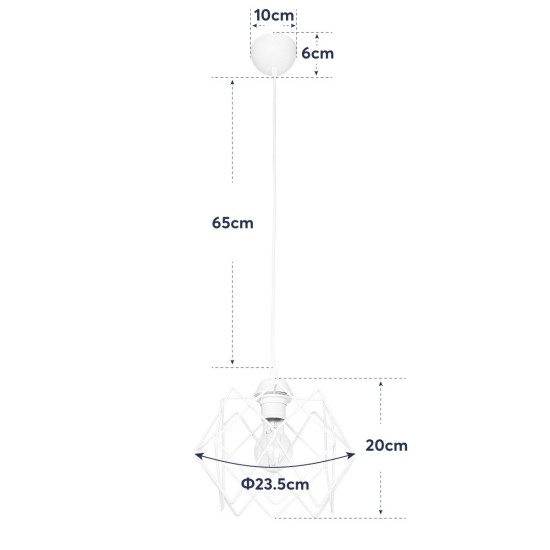 GloboStar® VORTEX 203-0001 Mοντέρνο Κρεμαστό Φωτιστικό Πλέγμα Μονόφωτο 1 x E27 IP20 Λευκό Μέταλλο - Μ23.5 x Π23.5 x Υ20cm GloboStar® VORTEX 203-0001 Mοντέρνο Κρεμαστό Φωτιστικό Πλέγμα Μονόφωτο 1 x E27 IP20 Λευκό Μέταλλο - Μ23.5 x Π23.5 x Υ20cm