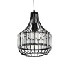 GloboStar® LUMAON 201-0081 Vintage Κρεμαστό Φωτιστικό Πλέγμα Μονόφωτο 1 x E27 IP20 Μαύρο Μέταλλο με Διάφανο Κρύσταλλο - Μ28 x Π28 x Υ80cm