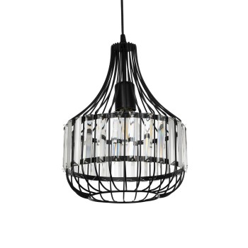 GLOBOSTAR® LUMAON 201-0081 Vintage Κρεμαστό Φωτιστικό Οροφής με Ντουί 1 x E27 AC 220-240V IP20 - Μαύρο & Διάφανο - Μ27 x Π27 x Υ37cm