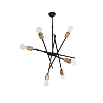 GLOBOSTAR® SUNFY 201-0030 Μοντέρνο Φωτιστικό Οροφής με Ντουί 6 x E27 AC 220-240V IP20 - Μαύρο & Μπρούτζινο - Μ57 x Π57 x Υ85cm