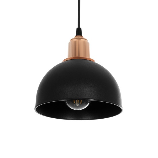 GLOBOSTAR® ΗUT 203-0145 Μοντέρνο Κρεμαστό Φωτιστικό Οροφής με Ντουί 1 x E27 AC 220-240V IP20 - Μάυρο & Χάλκινο - Μ18 x Π18 x Υ18cm GloboStar® ΗUT 203-0145 Μοντέρνο Κρεμαστό Φωτιστικό Καμπάνα Μονόφωτο 1 x E27 IP20 Μάυρο με Χρυσό Πλαστικό - Μ17.5 x Π17.5 x Υ80cm