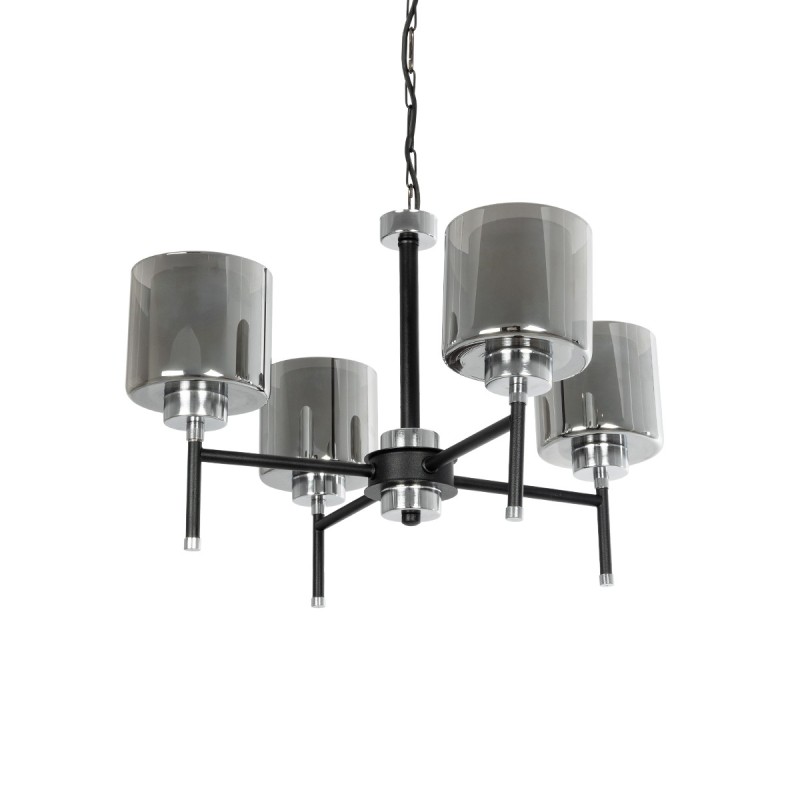 GloboStar® SHORD 202-0056 Μοντέρνο Κρεμαστό Φωτιστικό Ανάρτηση Πολύφωτο 4 x E27 IP20 Μαύρο Μέταλλο με Μελί Γυαλί - Μ40 x Π40 x Υ27cm