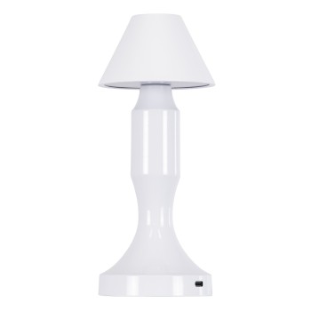 GloboStar® LUNNA 76476 Επαναφορτιζόμενο Επιτραπέζιο Φωτιστικό Πορτατίφ LED 1.5W 105lm 120° DC 5V IP44 CCT Ultra Θερμό 1500K - Φυσικό Λευκό 4500K - Ψυχρό Λευκό 6000K Dimmable Λευκό Πλαστικό - Μ9 x Π9 x Υ23cm- 2 Χρόνια Εγγύηση