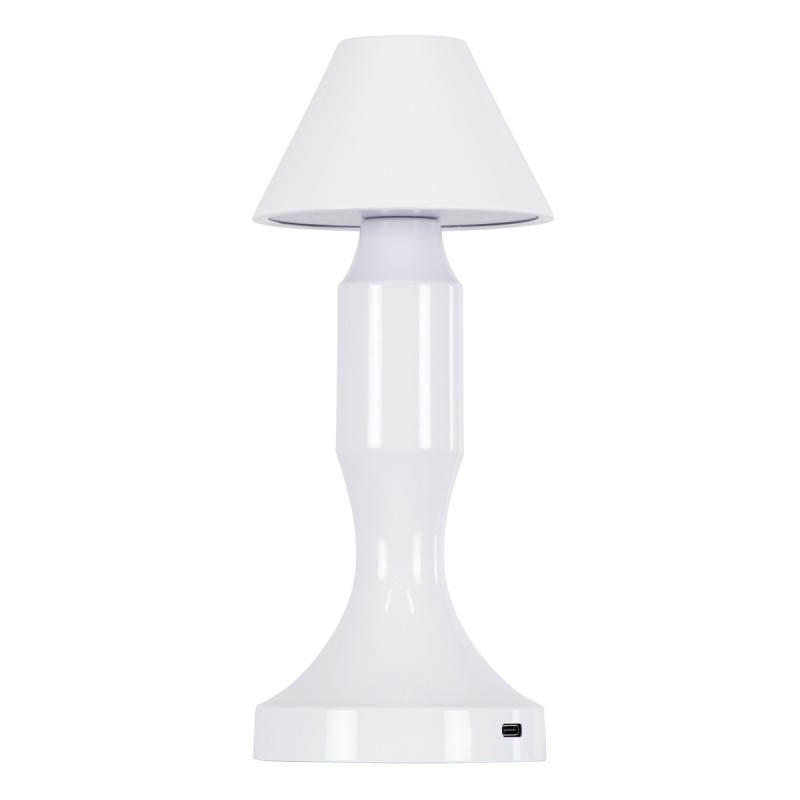 GloboStar® LUNNA 76476 Μοντέρνο Επιτραπέζιο Φωτιστικό Πορτατίφ LED 1.5W 105lm 120° DC 5V Επαναφορτιζόμενο με Μπαταρία Li-ion 1800mAh - Διακόπτη Αφής με 3 Εναλλαγές Φωτισμού CCT Θερμό - Φυσικό - Ψυχρό 1500K - 4500K - 6000K Dimmable - D9 x 23cm - Λευκό