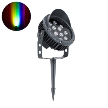 GLOBOSTAR® TREEVINA 90362 Φωτιστικό Σποτ με Αντιθαμβωτική Γρίλια για Φυτά - Δέντρα με Βάση Κήπου / Καρφωτό LED 24W 2040lm 10° DC 24V Αδιάβροχο IP65 Πολύχρωμο RGBW Dimmable DMX512 - Bridgelux SMD Chip - Γκρι Ανθρακί - Μ21.5 x Π18.3 x Υ14cm - 3 Χρόνια Εγγύη