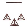 GloboStar® TRIANGLE 00623 Μοντέρνο Κρεμαστό Φωτιστικό Ράγα Τρίφωτο 3 x E27 IP20 Χάλκινο Μέταλλο - Μ70 x Π22 x Y130cm