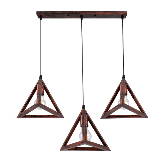 GloboStar® TRIANGLE 00623 Μοντέρνο Κρεμαστό Φωτιστικό Ράγα Τρίφωτο 3 x E27 IP20 Χάλκινο Μέταλλο - Μ70 x Π22 x Y130cm GloboStar® TRIANGLE 00623 Μοντέρνο Κρεμαστό Φωτιστικό Ράγα Τρίφωτο 3 x E27 IP20 Χάλκινο Μέταλλο - Μ70 x Π22 x Y130cm