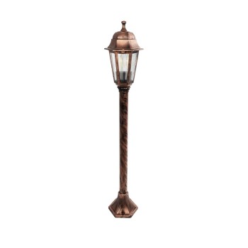 GloboStar® VITRO 203-0197 Vintage Επιδαπέδιο Φωτιστικό Κολωνάκι Κήπου Μονόφωτο 1 x E27 IP44 Χάλκινο & Διάφανο Πλαστικό - Μ17 x Π17 x Υ100cm
