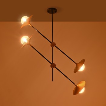 GLOBOSTAR® JOLIET 999-0044 Μοντέρνο Φωτιστικό Οροφής με Ντουί 4 x G9 AC 220-240V IP20 - Μαύρο & Χρυσό - Μ93 x Π20 x Υ106cm