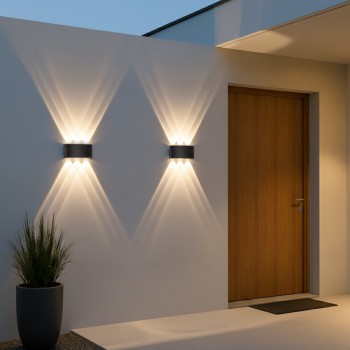 kelvo® SIXOAD KLV-101-0009 Φωτιστικό Τοίχου / Απλίκα LED 18W 1980lm 30° AC 220-240V Αδιάβροχο IP65 Φυσικό Λευκό 4500K - CREE XPE Chip & TÜV SÜD Driver - Μαύρο Ματ - Μ17 x Π4 x Υ8cm - 5 Χρόνια Εγγύηση