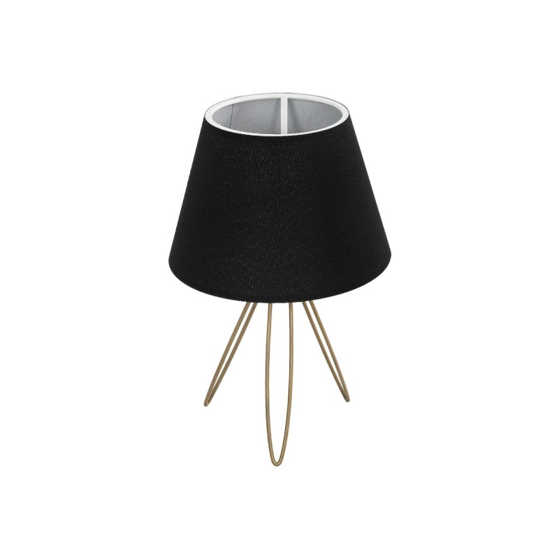 GloboStar® TRIP 204-0085 Μοντέρνο Eπιτραπέζιο Φωτιστικό Μονόφωτο 1 x E27 IP20 Χρυσό Μέταλλο με Μαύρο Ύφασμα - Μ22 x Π22 x Υ33cm