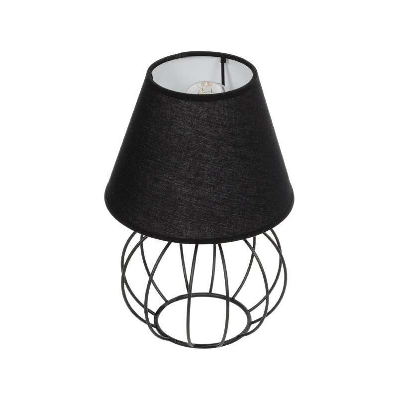 GloboStar® SHAPE 202-0057 Μοντέρνο Eπιτραπέζιο Φωτιστικό Μονόφωτο 1 x E27 IP20 Μαύρο Μέταλλο με Μαύρο Ύφασμα - Μ40 x Π40 x Υ27cm