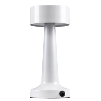 GloboStar® BELLA 76502 Επαναφορτιζόμενο Επιτραπέζιο Φωτιστικό Πορτατίφ LED 1.5W 105lm 120° DC 5V IP44 Θερμό Λευκό 2700K Dimmable Λευκό Αλουμίνιο - Μ9 x Π9 x Υ21cm - 2 Xρόνια Εγγύηση