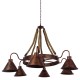 GLOBOSTAR® CAMELOT 01191 Vintage Κρεμαστό Φωτιστικό Οροφής με Ντουί 6 x E27 AC 220-240V IP20 - Χάλκινο & Μπεζ - Μ92 x Π92 x Υ118cm