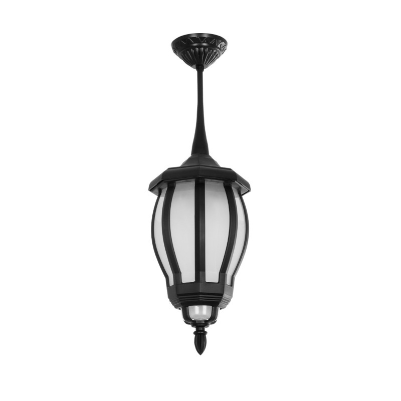 GloboStar® VERDI 203-0232 Vintage Κρεμαστό Φωτιστικό Φαναράκι Μονόφωτο 1 x E27 IP44 Μαύρο Πλαστικό Σώμα - Μ17 x Π17 x Υ52cm