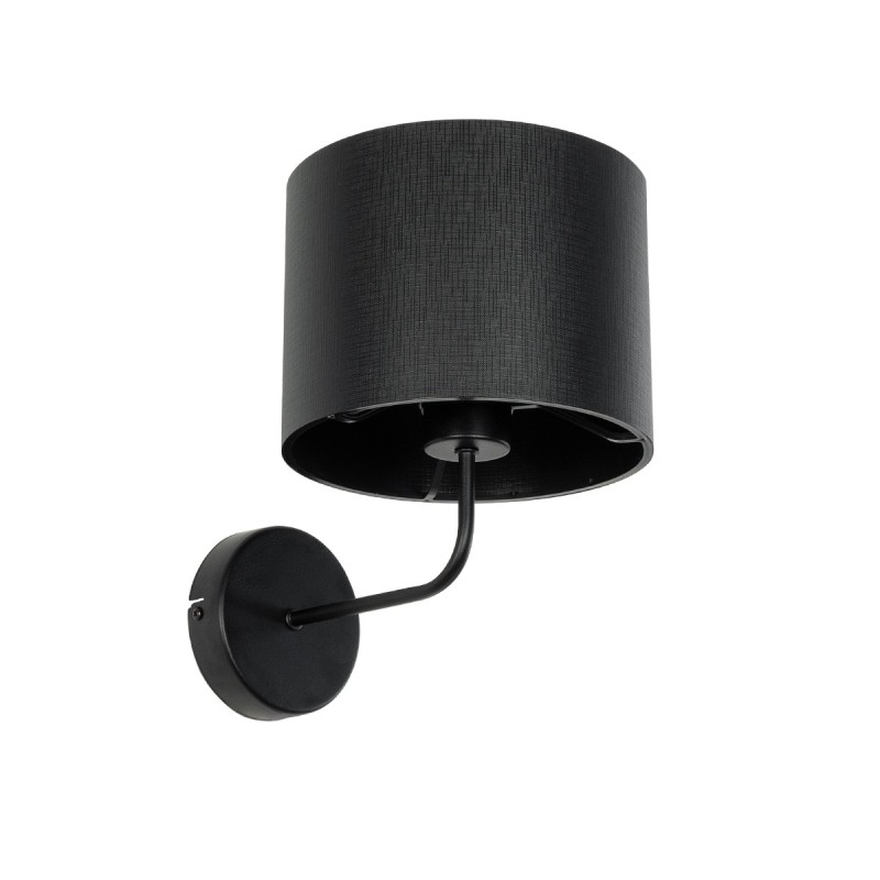 GloboStar® RALPH 203-0038 Vintage Επιτοίχιο Φωτιστικό Απλίκα Μονόφωτο 1 x E27 IP20 Μαύρο Μέταλλο με Μαύρο Ύφασμα - Μ22 x Π29 x Υ30cm