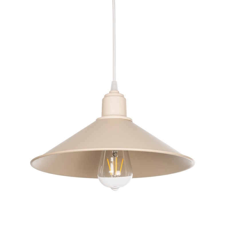 GloboStar® FERRO 203-0086 Μοντέρνο Κρεμαστό Φωτιστικό Καμπάνα Μονόφωτο 1 x E27 IP20 Μπεζ Πλαστικό - Μ30 x Π30 x Υ15cm