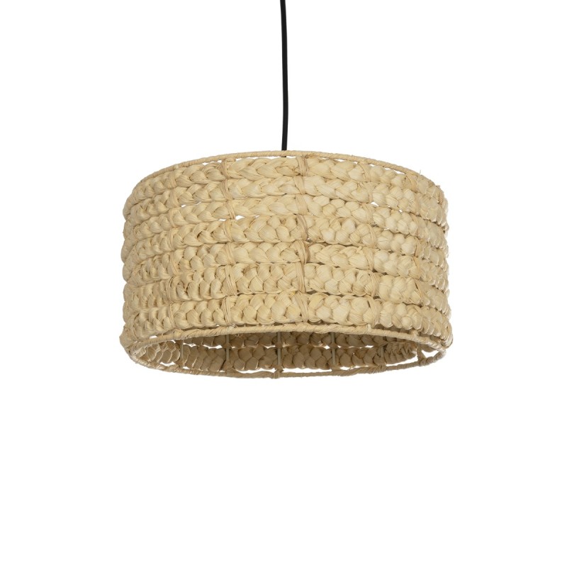 GloboStar® POMEGRANDE 204-0161 Boho Κρεμαστό Φωτιστικό Kαπέλο Μονόφωτο 1 x E27 IP20 Μπεζ Rattan - Μ29 x Π29 x Υ15cm