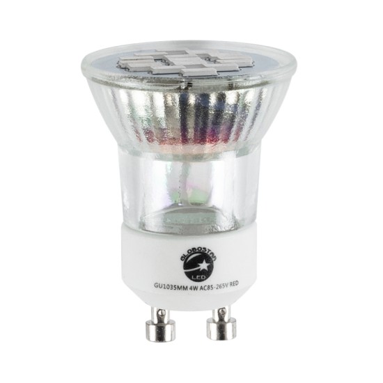 GloboStar® 76009 Σποτ LED GU10 MR11 4W 300lm 120° AC 85-265V με Λευκό Γαλακτερό Γυαλί Κόκκινο - 2 Χρόνια Εγγύηση GloboStar® 76009 Σποτ LED GU10 MR11 4W 300lm 120° AC 85-265V με Λευκό Γαλακτερό Γυαλί Κόκκινο - 2 Χρόνια Εγγύηση