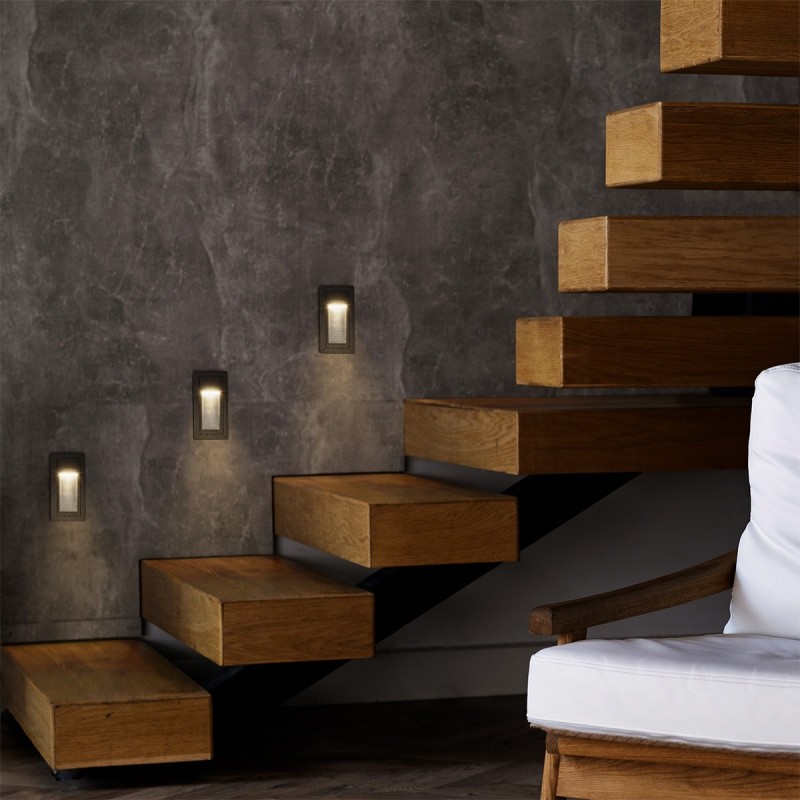 kelvo® STEPART KLV-101-0089 Χωνευτό Φωτιστικό Σκαλοπατιού / Διαδρόμου LED 3W 375lm 45° AC 220-240V Αδιάβροχο IP65 Θερμό Λευκό 2700K - Lumileds SMD Chip & TÜV SÜD Driver - Μαύρο Ματ - Μ6 x Π5.5 x Υ10cm / Q5 x 9.6cm - 5 Χρόνια Εγγύηση