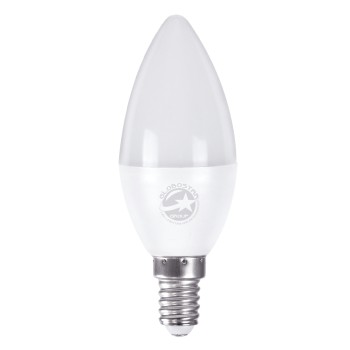GLOBOSTAR® CANDLE 60010 Λάμπα Κεράκι E14 C37 LED 8W 776lm 260° AC 220-240V IP20 Φυσικό Λευκό 4500K - Lumileds SMD Chip - Λευκό Γαλακτερό - Μ3.7 x Π3.7 x Υ10cm - 3 Χρόνια Εγγύηση