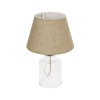 GloboStar® TRANS 204-0055 Μοντέρνο Eπιτραπέζιο Φωτιστικό Μονόφωτο 1 x E27 IP20 Διάφανο Πλαστικό με Μπεζ Ύφασμα - Μ22 x Π22 x Υ14cm