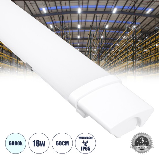 GloboStar® 60161 LED Γραμμικό Βιομηχανικό Φωτιστικό Tri-Proof 60cm 18W 2006lm 120° AC 220-240V Αδιάβροχο IP65 Μ60 x Π6 x Υ4cm Ψυχρό Λευκό 6000K - 3 Χρόνια Εγγύηση GloboStar® 60161 LED Γραμμικό Βιομηχανικό Φωτιστικό Tri-Proof 60cm 18W 2006lm 120° AC 220-240V Αδιάβροχο IP65 Μ60 x Π6 x Υ4cm Ψυχρό Λευκό 6000K - 3 Χρόνια Εγγύηση