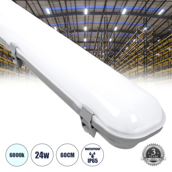 GloboStar® 60170 LED Γραμμικό Βιομηχανικό Φωτιστικό Tri-Proof 60cm 24W 2785lm 120° AC 220-240V Αδιάβροχο IP65 Μ60 x Π10.5 x Υ8cm Ψυχρό Λευκό 6000K - 3 Χρόνια Εγγύηση GloboStar® 60170 LED Γραμμικό Βιομηχανικό Φωτιστικό Tri-Proof 60cm 24W 2785lm 120° AC 220-240V Αδιάβροχο IP65 Μ60 x Π10.5 x Υ8cm Ψυχρό Λευκό 6000K - 3 Χρόνια Εγγύηση