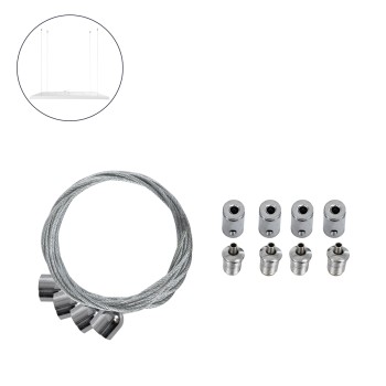 GLOBOSTAR® SUSPENSION 60219 Σύστημα Κρέμασης με 4 Ρυθμιζόμενες Ντίζες & Εξαρτήματα Ειδικό για Πάνελ 60x60cm & 120x30cm - Μ1 x Π1 x Υ80cm