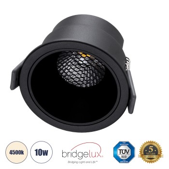 GLOBOSTAR® PLUTO-M 60256 Χωνευτό Downlight Σποτ με Honeycomb Anti Glare Reflector LED 10W 1300lm 38° AC 220-240V IP20 Φυσικό Λευκό 4500K - Bridgelux COB Chip & TÜV SÜD Driver - Μαύρο Ματ - Μ8.4 x Π8.4 x Υ5.9cm / Q7.5cm - 5 Χρόνια Εγγύηση