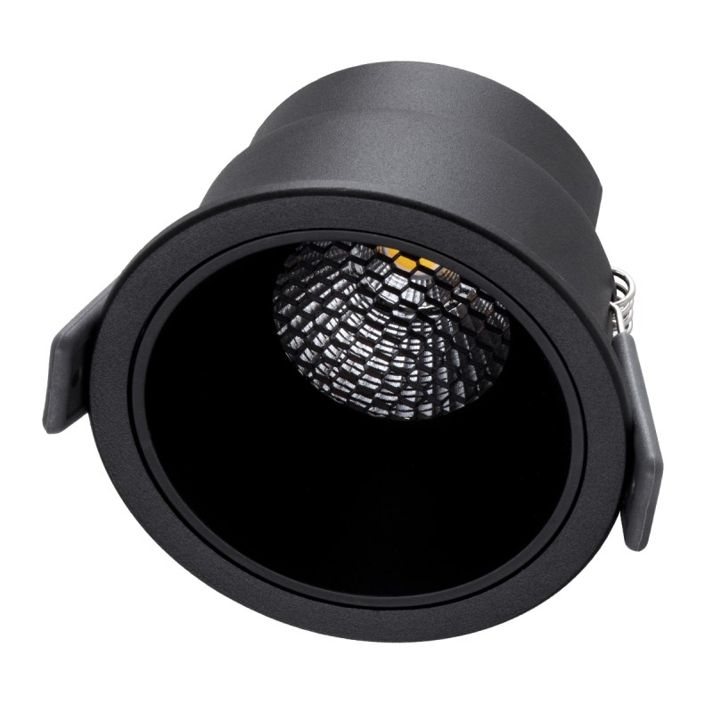 GloboStar® PLUTO-M 60256 Χωνευτό LED Spot Downlight TrimLess Φ8.4cm 10W 1300lm 38° AC 220-240V IP20 Φ8.4 x Υ5.9cm - Στρόγγυλο - Μαύρο & Anti-Glare HoneyComb - Φυσικό Λευκό 4500K - Bridgelux COB - 5 Years Warranty