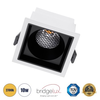 GLOBOSTAR® PLUTO-M 60271 Χωνευτό Downlight Σποτ με Honeycomb Anti Glare Reflector LED 10W 1250lm 38° AC 220-240V IP20 Θερμό Λευκό 2700K - Bridgelux COB Chip & TÜV SÜD Driver - Λευκό & Μαύρο Ματ - Μ8.4 x Π8.4 x Υ5.9cm / Q7.5 x 7.5cm - 5 Χρόνια Εγγύ